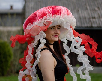 READY TO SHIP Jellyfish Hat Pink Medusa Tie Dye Hat Kids Adults Halloween Costume Cosplay Birthday Jellyfish costume Renfaire