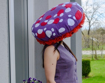 Cappello a fungo Cappello grande agarico volante Toadstool Cappello viola Bambini Adulti Costume di Halloween Woodland Costume per bambini Cosplay Renfaire Cottagecore