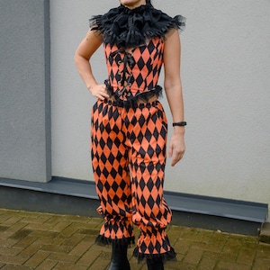 Clownbroek Oranje Harlekijn Circusoutfit Cottagecore Romantische Halloween Vintage Clown Renfaire Cosplay Pierrotbroek Fantasiekostuum