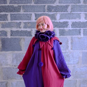 Clown costume Adult Unisex Suite Vintage Bordo and Purple  Circus  Pierrot Jester Halloween Cosplay Jumpsuit