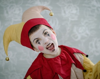 SOFORT LIEFERBAR Clown Kostüm Kinder Outfit Vintage Zirkus Overall Pierrot Unisex Halloween Kinder Cosplay Geburtstagsparty Geschenkidee
