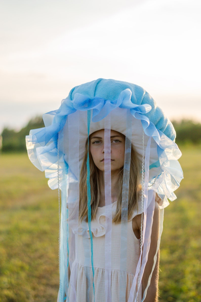 Chapeau méduse enfants adultes chapeau méduse déguisement d'halloween cosplay tenue enfant bleu aqua anniversaire image 6