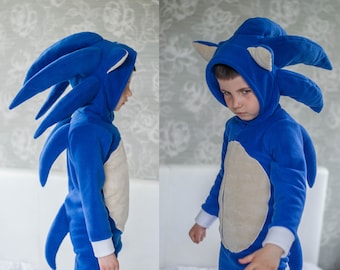 Blue Hedgehog costume Kids Toddler Halloween  Cosplay Jumpsuit Outfit Birthday party Gift idea Christmas School Unisex clothing