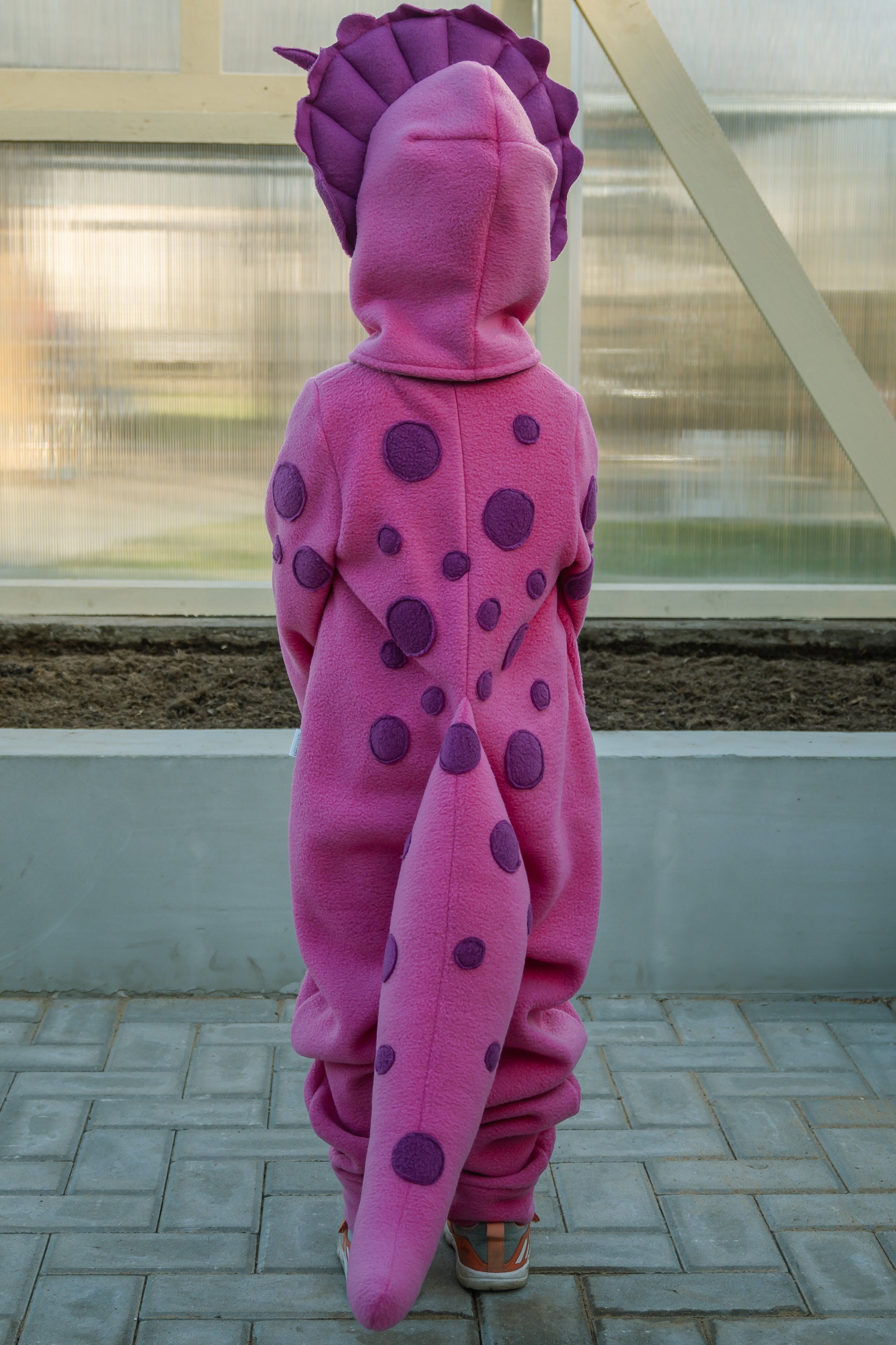 Kids Triceratops Dinosaur Costume Jumpsuit - Halloween Cosplay Outfit With Mask, Unisex Romper For Dress Up Play - View #6