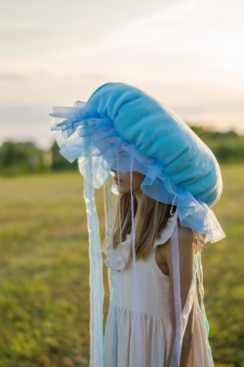 Chapeau méduse enfants adultes chapeau méduse déguisement d'halloween cosplay tenue enfant bleu aqua anniversaire image 4