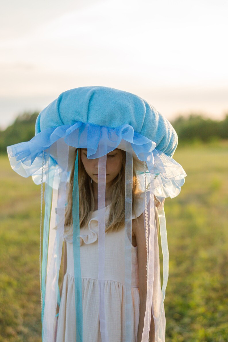 Chapeau méduse enfants adultes chapeau méduse déguisement d'halloween cosplay tenue enfant bleu aqua anniversaire image 1