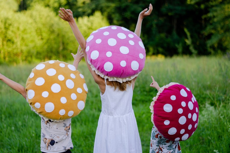 Ochre Yellow Mushroom hat Fly agaric hat Toadstool hat Kids Adults Halloween costume Woodland Kids costume Cosplay Toad image 4