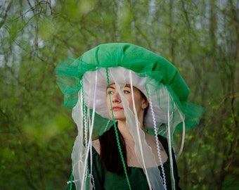 Chapeau de méduse enfants adultes chapeau méduse vert déguisement d'halloween cosplay tenue d'enfants déguisement de méduse d'anniversaire