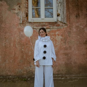 White Pierrot costume Adult Vintage Circus outfit image 4
