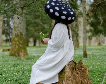 Sombrero de seta negro, sombrero gótico de agárico de mosca, sombrero de Toadstool, disfraz de Halloween para niños y adultos, disfraz de bosque para niños, Cosplay