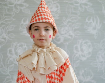 PRÊT À L'EXPÉDITION Costume de clown tenue pour enfants vintage combinaison de cirque Pierrot arlequin unisexe Halloween enfants cosplay fête d'anniversaire accessoires photo