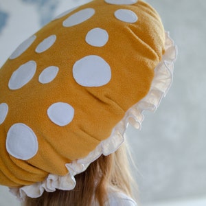 Ochre Yellow Mushroom hat Fly agaric hat Toadstool hat Kids Adults Halloween costume Woodland Kids costume Cosplay Toad image 2