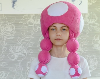 Sombrero de seta rosa Toadstool, disfraces para niños y adultos, disfraz de Halloween, traje para niños, Cosplay