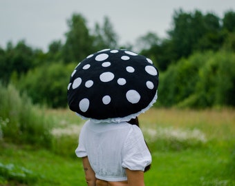 Black Mushroom Hat, Gothic Toadstool Costume for Kids & Adults
