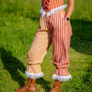 Clown pants Vintage Red stripes Harlequin Circus Outfit  Halloween  Renfaire Cosplay Pierrot  Fantasy costume