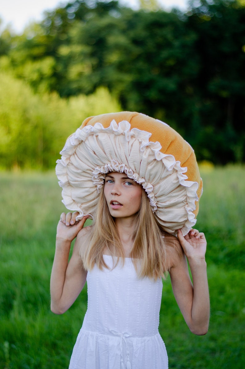 Ochre Yellow Mushroom hat Fly agaric hat Toadstool hat Kids Adults Halloween costume Woodland Kids costume Cosplay Toad image 5