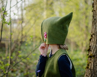 Chapeau champignon lutin, vert mousse, chapeau amanite mouche, chapeau champignon vénéneux, déguisement d'halloween pour enfants adultes, déguisement pour enfants des bois, crapaud cosplay