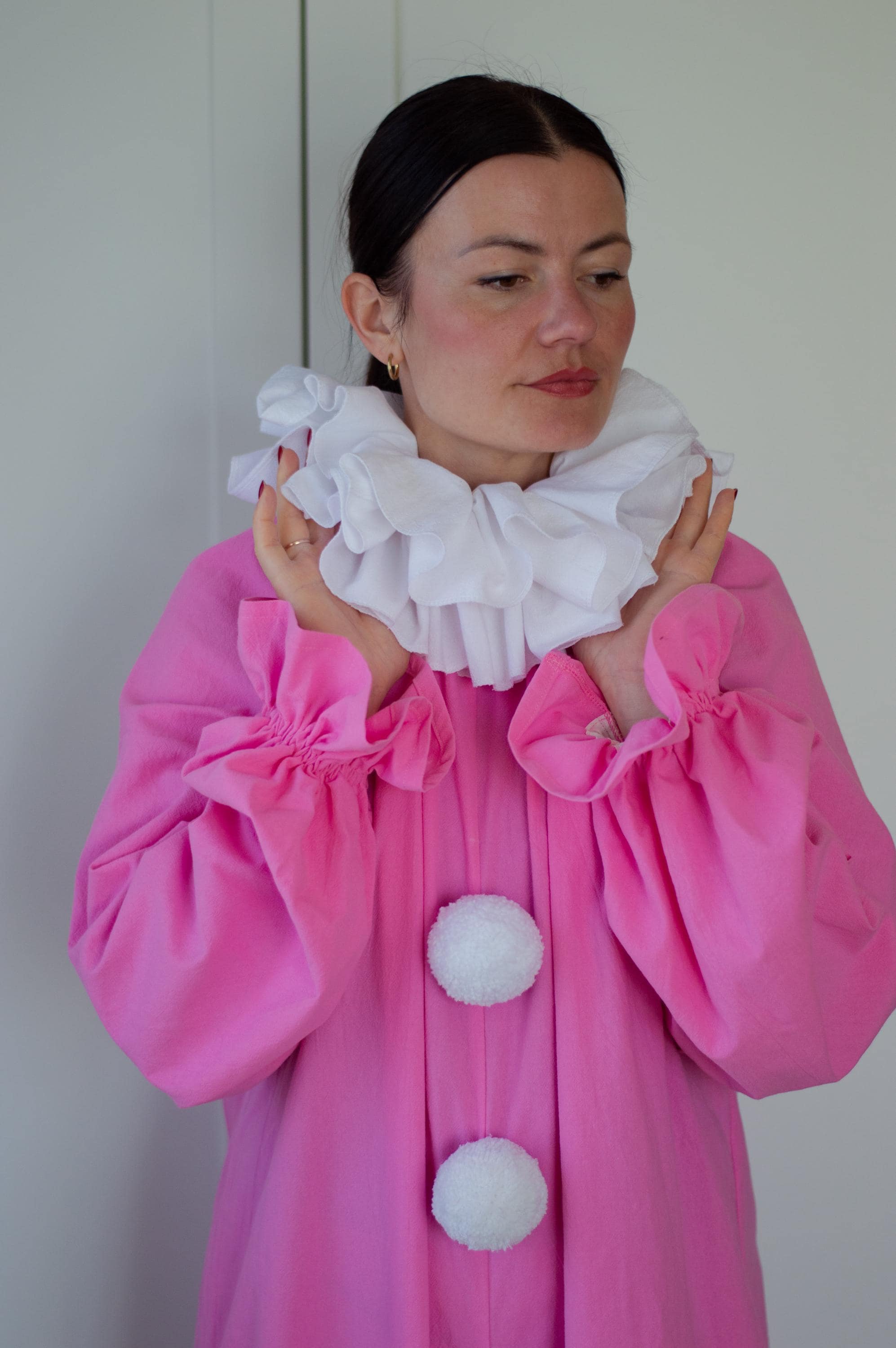 adult pink pastel clown dress costume HalloweenCostumes.com Large Women Pastel Diamond Clown Women's Costume, White/Pink/Green