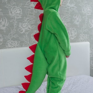 Dinosaur costume Kids cosplay, birthday party, jumpsuit, Halloween, kids outfit, gift idea, Dragon costume Light green+red