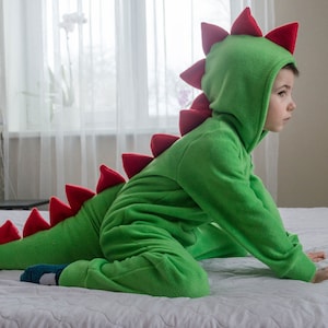 READY TO SHIP Size 2 Dinosaur costume Kids cosplay Green Dinosaur Jumpsuit Halloween Kids dressup Birthday party Dragon costume