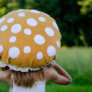 Ochre Yellow Mushroom hat Fly agaric hat Toadstool hat Kids Adults Halloween costume Woodland Kids costume Cosplay Toad image 1