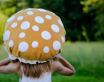 Ochre Yellow Mushroom hat Fly agaric hat Toadstool hat Kids Adults Halloween costume Woodland Kids costume Cosplay Toad