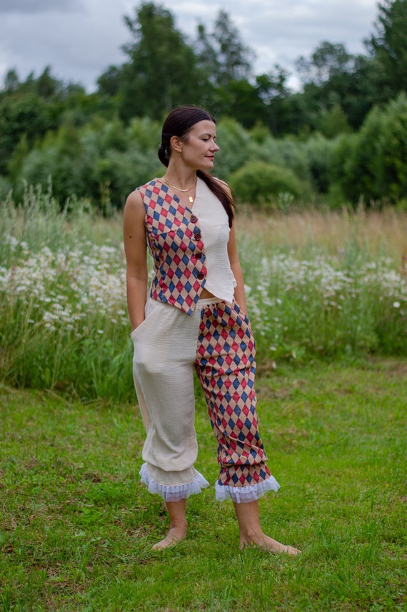 Buy Clown Pants Vintage Harlequin Circus Outfit Cottagecore 