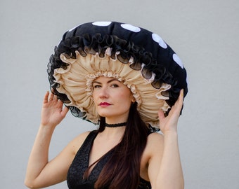 LISTO PARA ENVIAR Sombrero de Seta Negro Gótico Adultos Disfraz de Halloween Cosplay Cumpleaños Disfraz de Seta Renfaire