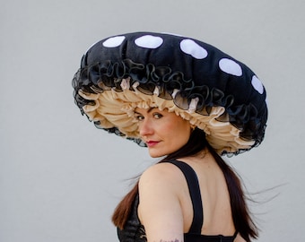 Chapeau champignon noir chapeau agaric de mouche gothique chapeau champignon vénéneux enfants adultes déguisement d'halloween des bois déguisement enfants Cosplay