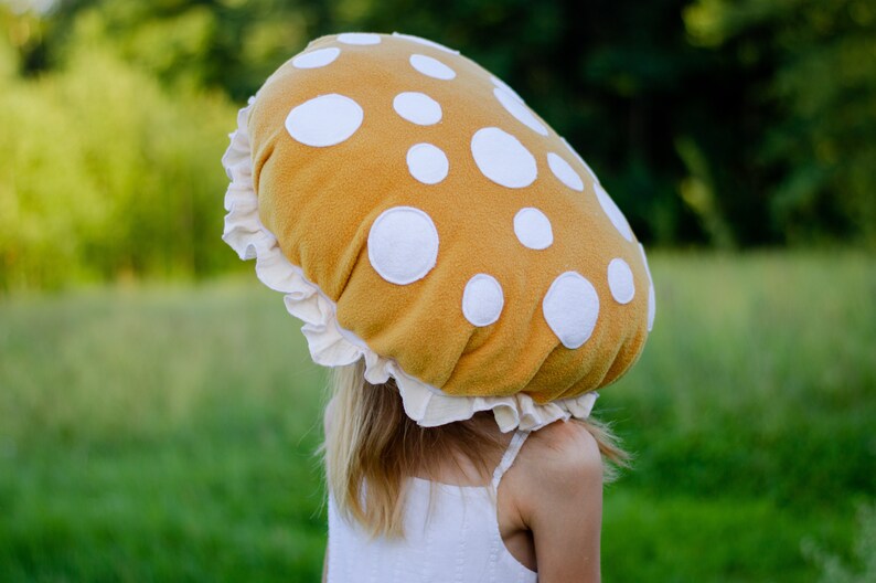 Ochre Yellow Mushroom hat Fly agaric hat Toadstool hat Kids Adults Halloween costume Woodland Kids costume Cosplay Toad image 6