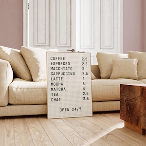 CAFE Menu Peg Board Print