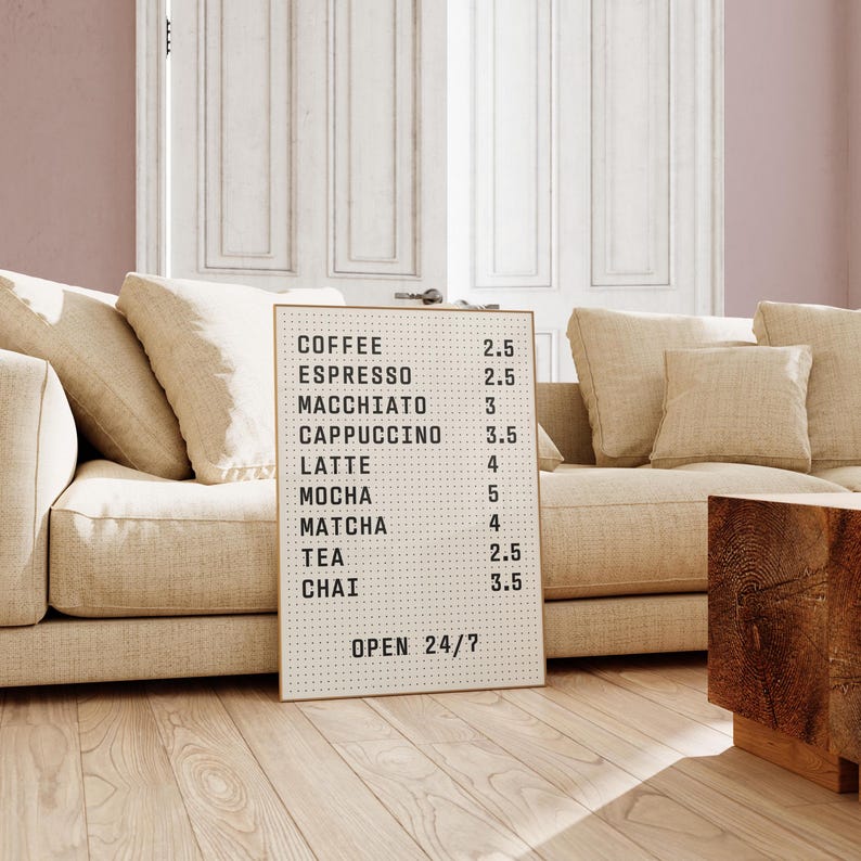 CAFE Menu Peg Board Print