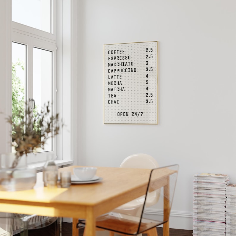 CAFE Menu Peg Board Print