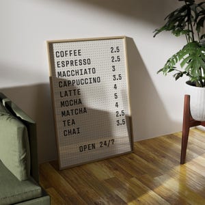 CAFE Menu Peg Board Print