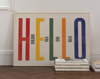 HOLA - Lámina de pared - Pasillo - Arte para sala de estar