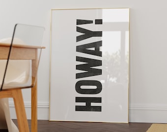 Howay Newcastle Print, Geordie Wall Art, Newcastle Gift, Newcastle Decor, North East Wall Art, Typography Poster