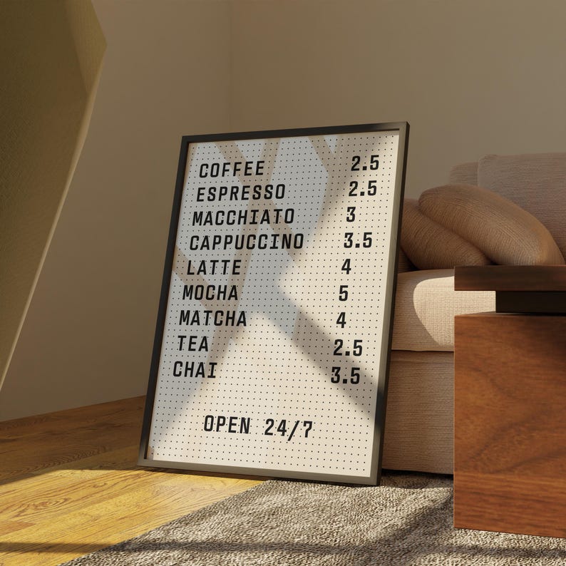 CAFE Menu Peg Board Print