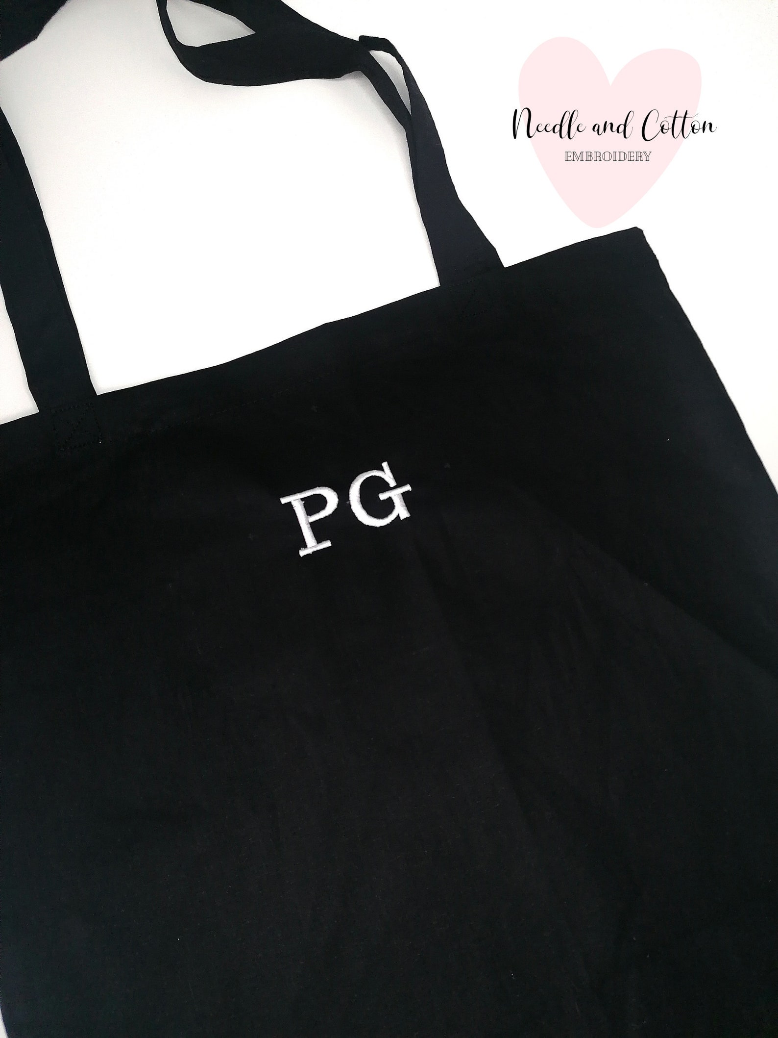 Personalised Embroidered black cotton tote bag Etsy