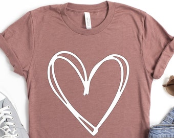 Heart Shirt, Double Heart Shirt, Valentines Day Shirt, Hand Drawn Heart Shirt, Kindness Tee, Gift for Her, Love Shirt, Mothers Day Gift Tee