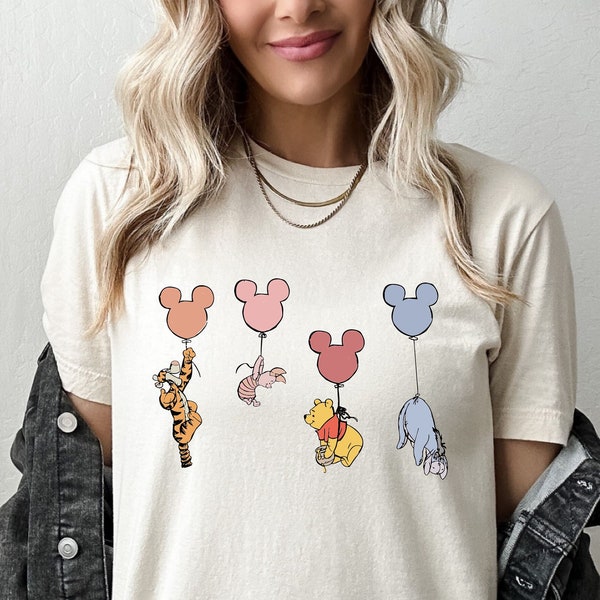 Winnie The Pooh and Friends Shirt, Winnie The Pooh Shirt, Pooh Balloons Shirt, Disney Pooh T-Shirt, Cute Pooh Bear Tees, Disney Family Shirt