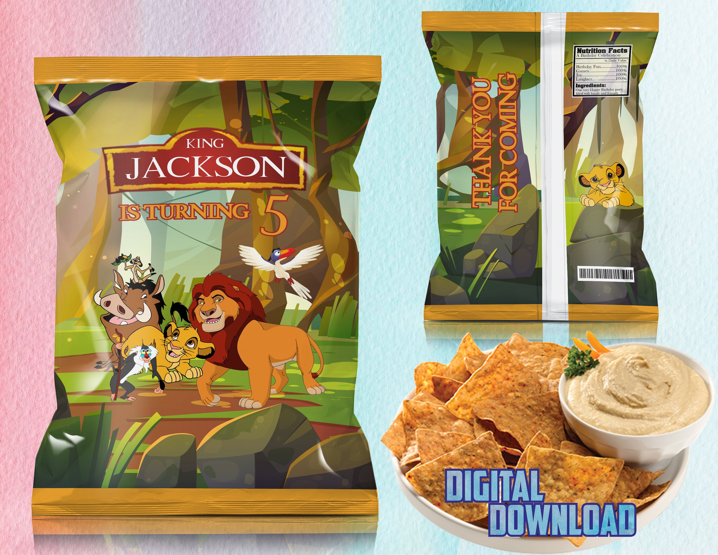 Lion King Chip Bag, Lion King Party Favor, Lion King Birthday, Lion King Party, Lion King Chip