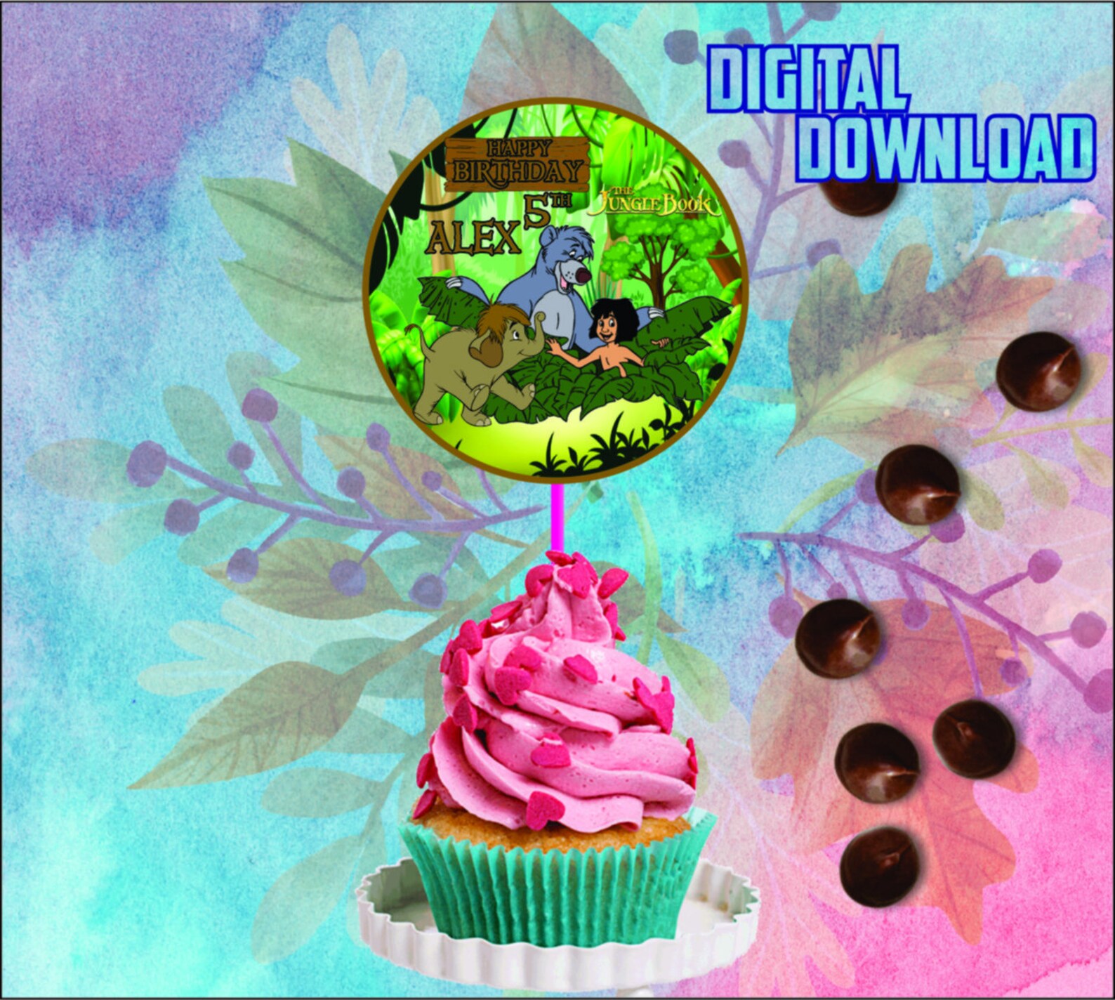Jungle Book Cupcake Toppers Jungle Book Birthday Party Etsy
