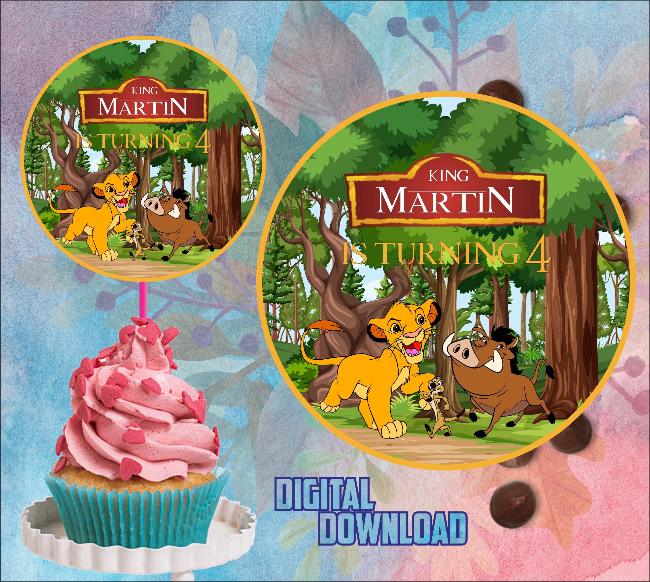 Lion King Cupcake Toppers, Lion King Birthday Party, Lion King Birthday ...