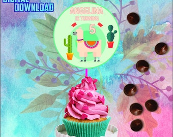 Llama Love Printable Cupcake Toppers for Llama Party by Itsy - Etsy