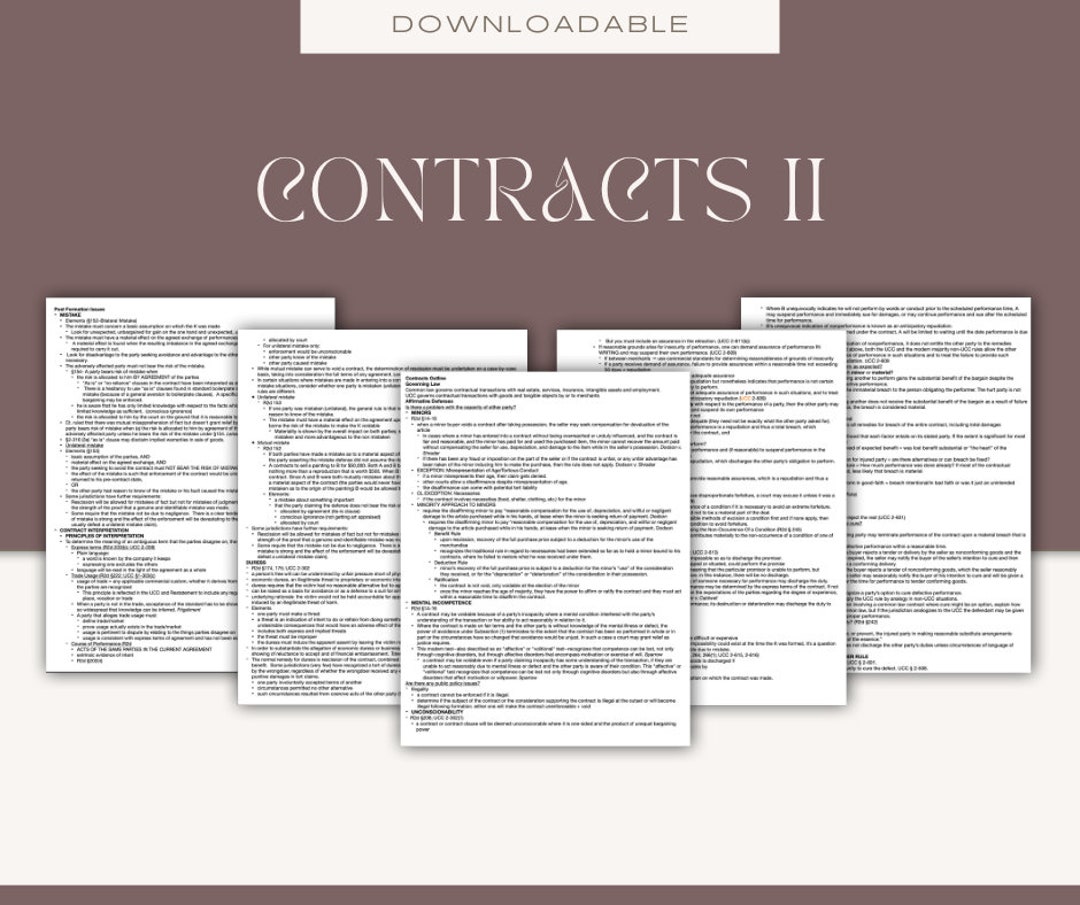 Contracts II Law School Outline - Etsy