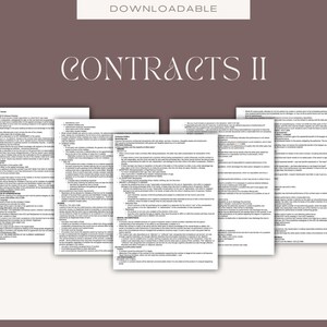 May include: A set of four pages of text about contracts. The text is in black and white and is divided into sections with headings. The text discusses the legal aspects of contracts, including offer and acceptance, consideration, and breach of contract.