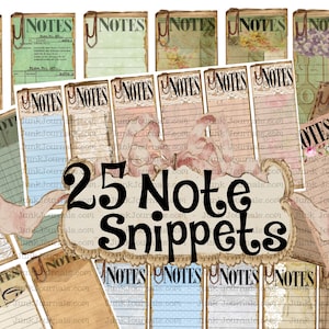 25 OPMERKING SNIPPETS EPHEMERA Junk Journal Rustieke Paperclip Shabby Chic Lace Grunge Lined Paper om uw plakboeken te accentueren