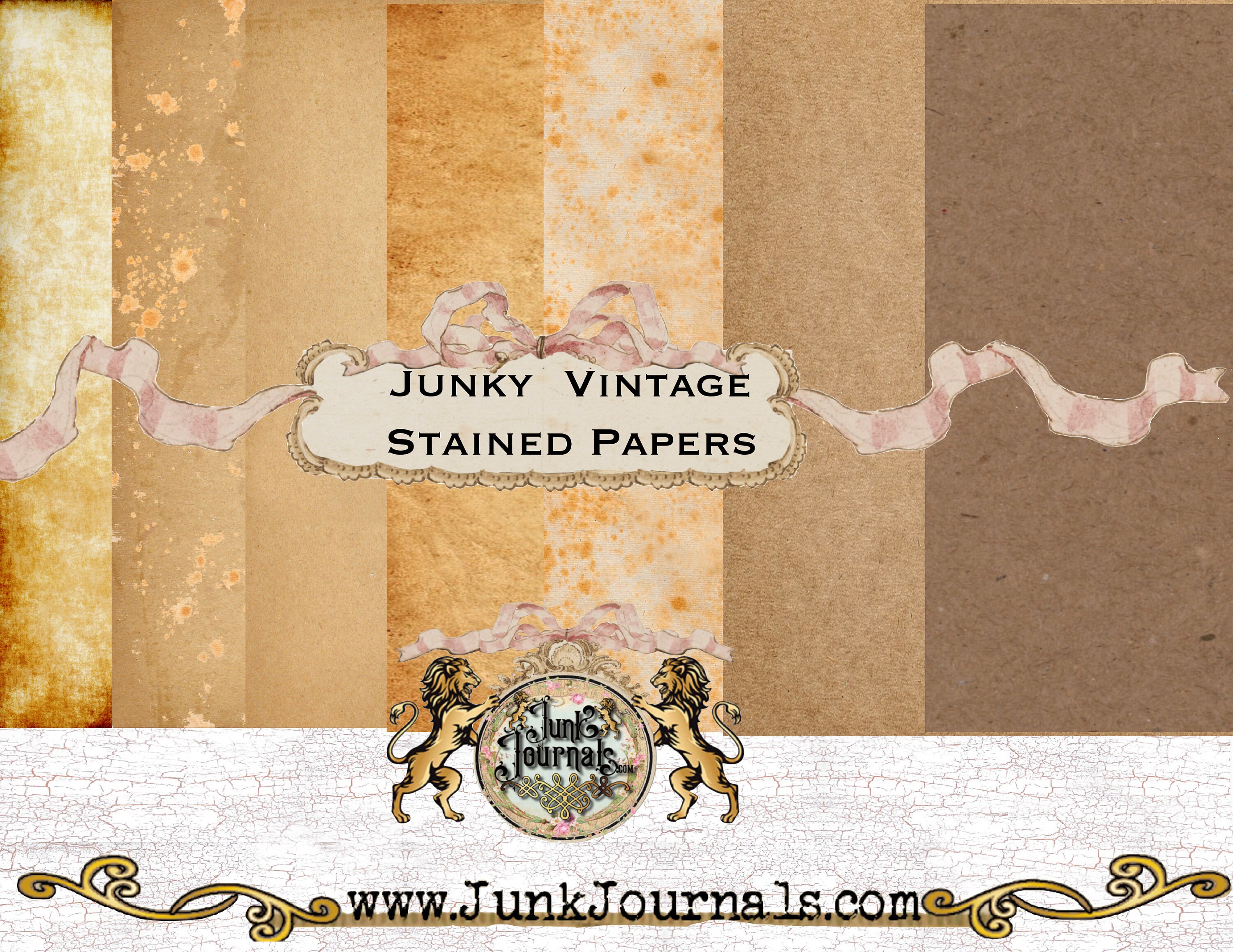 28 COLORFUL VINTAGE STAINED Junk Journal Pages Printable Digital Bundle ...