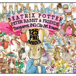 125 Peter Rabbit & Friends di Beatrix Potter Ephemera Plus GardenIMMAGINI PNG TRASPARENTI Clip Art Graphic Files Download digitale