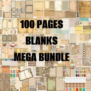 100 PAGES of BLANKS Vintage Bundle Labels,Tags,Ephemera,Invoices, Envelopes, Journal Pages, Cards, Memos, Notes, Checks, Tickets, Pockets